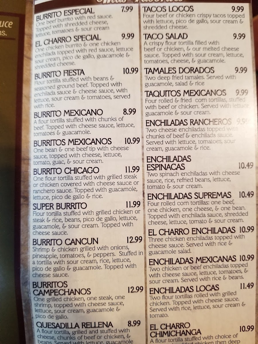 Menu El Charro Mexican Restaurant-2